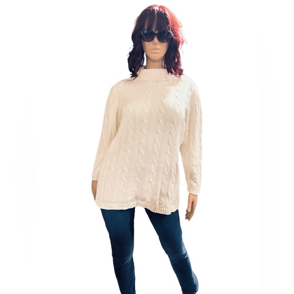 L.L. Bean Ivory Turtleneck Sweater - Picture 1 of 2